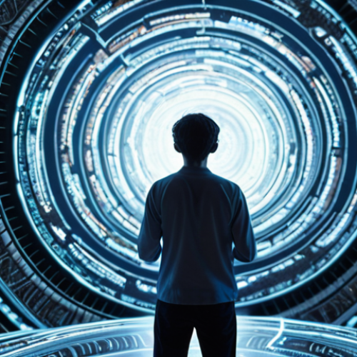 Home 4 A person stands amidst a swirling vortex of blurred, fragmented digital information and flickering screens, symbolizing information overload. Their gaze is intently focused on a single, clearly illuminated, intricately glowing object in their hands or foreground, representing a profound core skill. This object could be a complex, stylized brain, a deeply rooted tree of knowledge, or a perfectly crafted mechanism, radiating clear, focused light. The background is a chaotic, diffused blur of data, emphasizing clarity, focus, and depth in an uncertain, noisy digital age. Sci-fi, conceptual art, volumetric lighting, deep focus, digital painting, --ar 16:9
